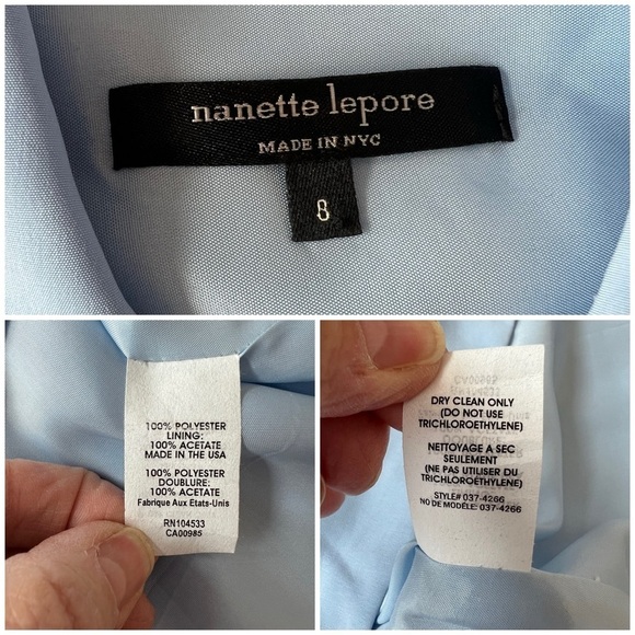 NANETTE LEPORE DRESS LT BLUE 8 ZIP FRONT SPORTY RETRO COASTAL GRANDMA CASUAL - Picture 12 of 12